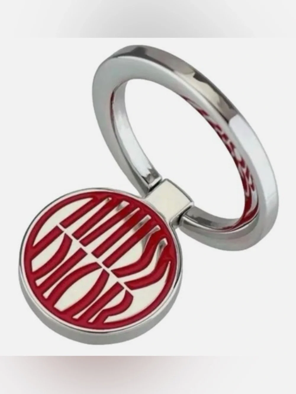 Dior Pink Logo Circular Phone Ring Holder with Silver-Tone Metal